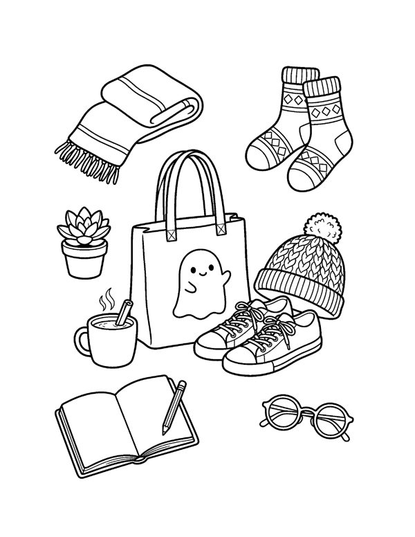 Aesthetic Halloween Coloring Pages for Teens page 3