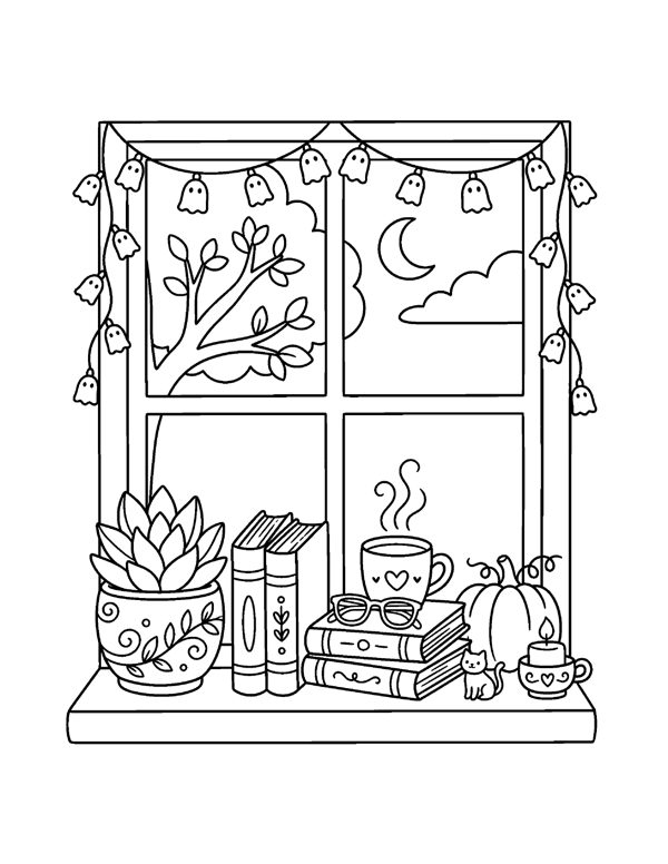 Aesthetic Halloween Coloring Pages for Teens page 15