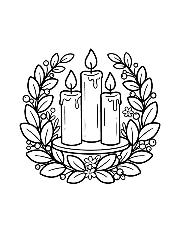 Lantern Candle Coloring Page - Bold & Easy Christmas Coloring Pages Vol. 2