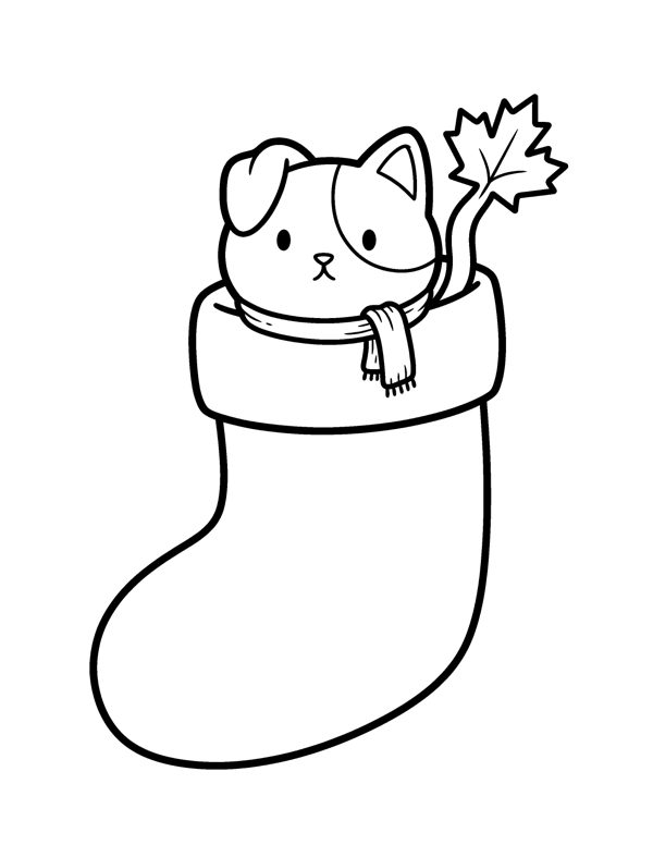 Pip Stocking Coloring Page - Bold & Easy Christmas Coloring Pages Vol. 2