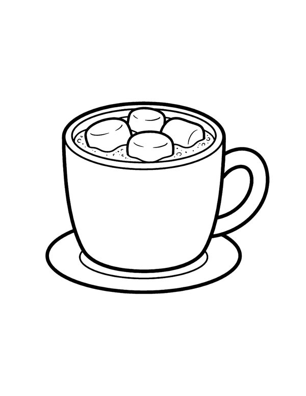 Cocoa Mug Coloring Page - Bold & Easy Christmas Coloring Pages Vol. 2