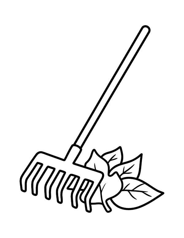 Rake Leaves Coloring Page - Bold & Easy Fall Coloring Pages