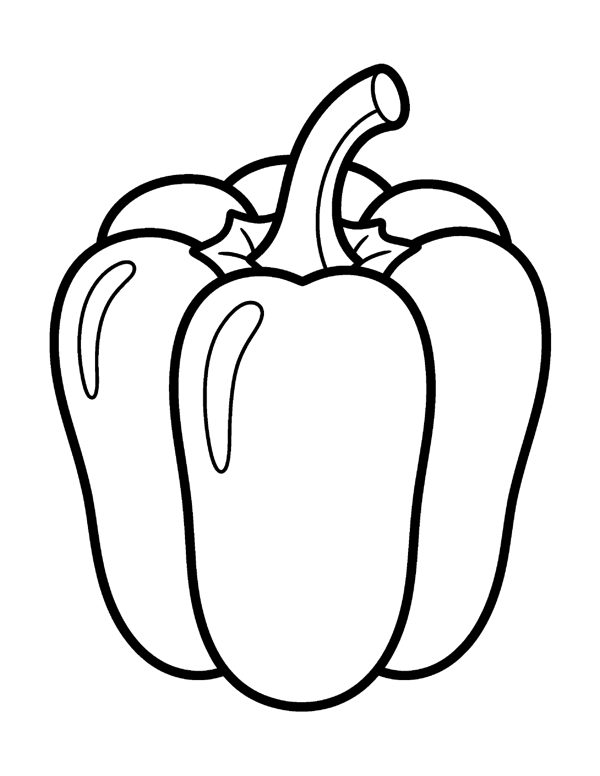 Pepper Coloring Page - Bold & Easy Fruit & Vegetable Coloring Pages