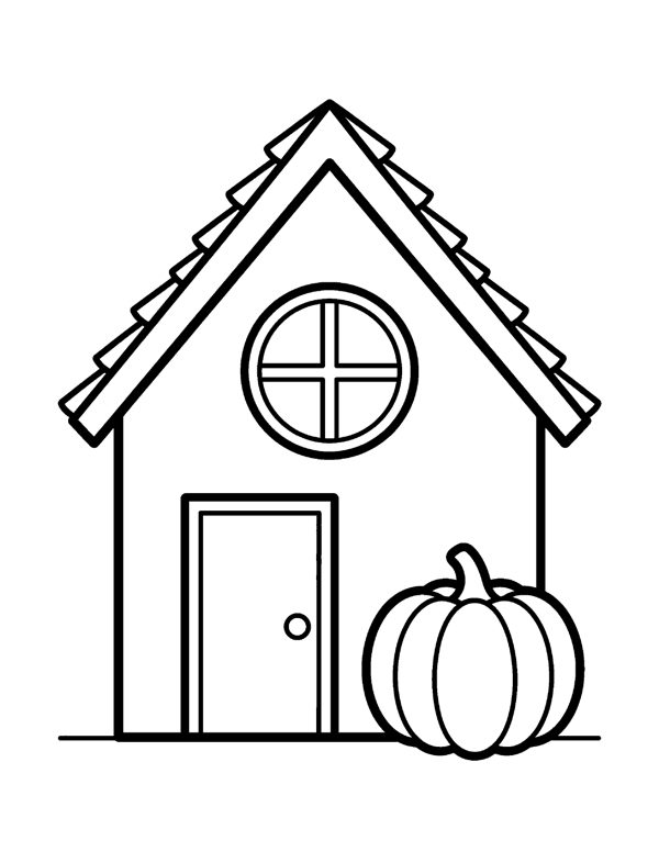 Haunted House Simple Coloring Page - Bold & Easy Halloween Coloring Pages - Set 2