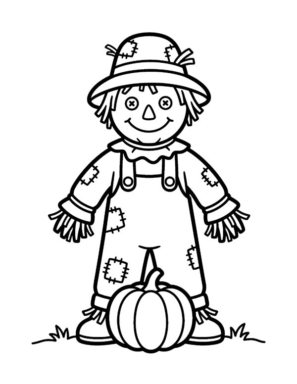 Scarecrow Simple Coloring Page - Bold & Easy Halloween Coloring Pages - Set 2