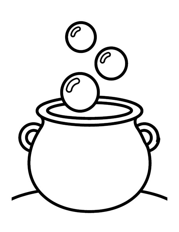 Cauldron Bubbles Coloring Page - Bold & Easy Halloween Coloring Pages - Set 2