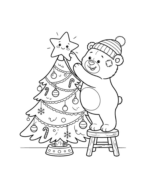 Christmas Animals Coloring Pages for Kids page 19