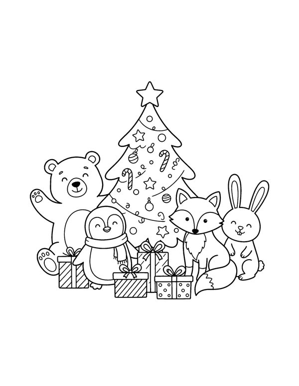 Christmas Animals Coloring Pages for Kids page 20