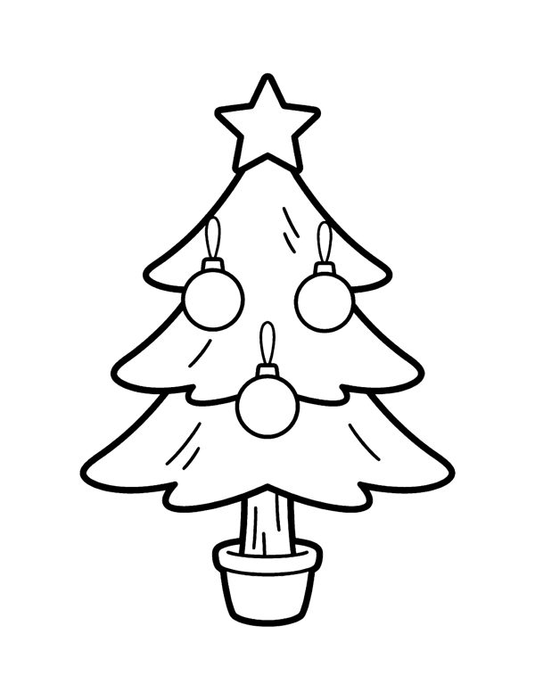 Tree Simple Coloring Page - Christmas Coloring Pages