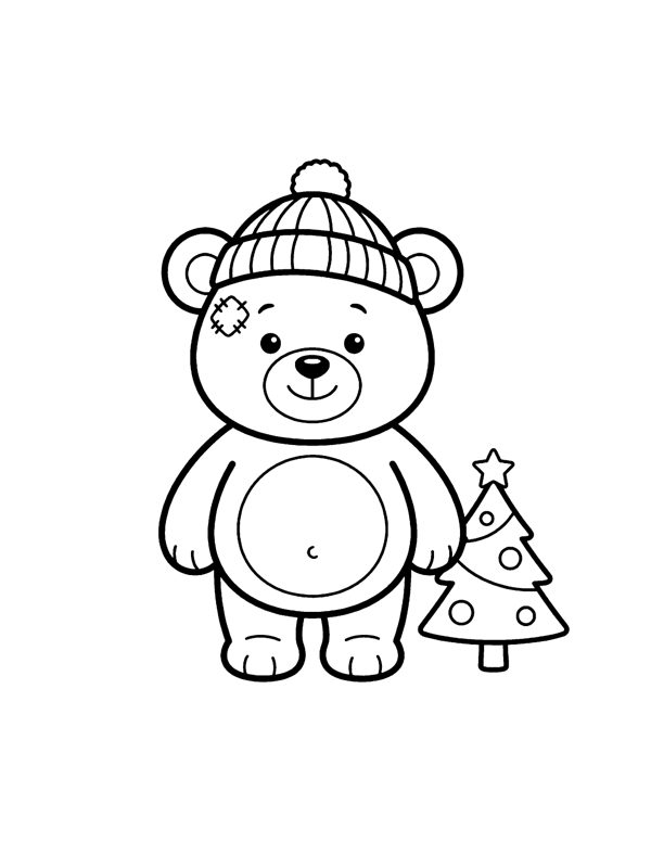 Pom Tree Coloring Page - Christmas Coloring Pages