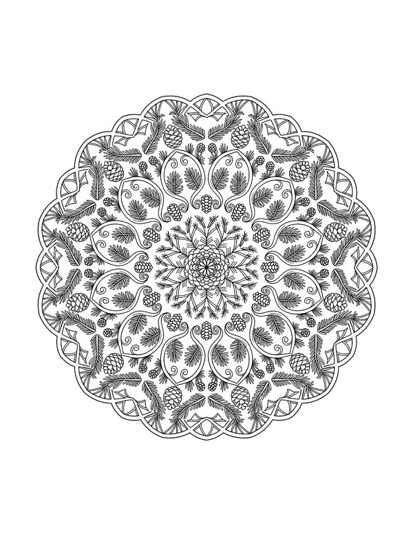 Christmas Mandala Coloring Pages for Adults page 4