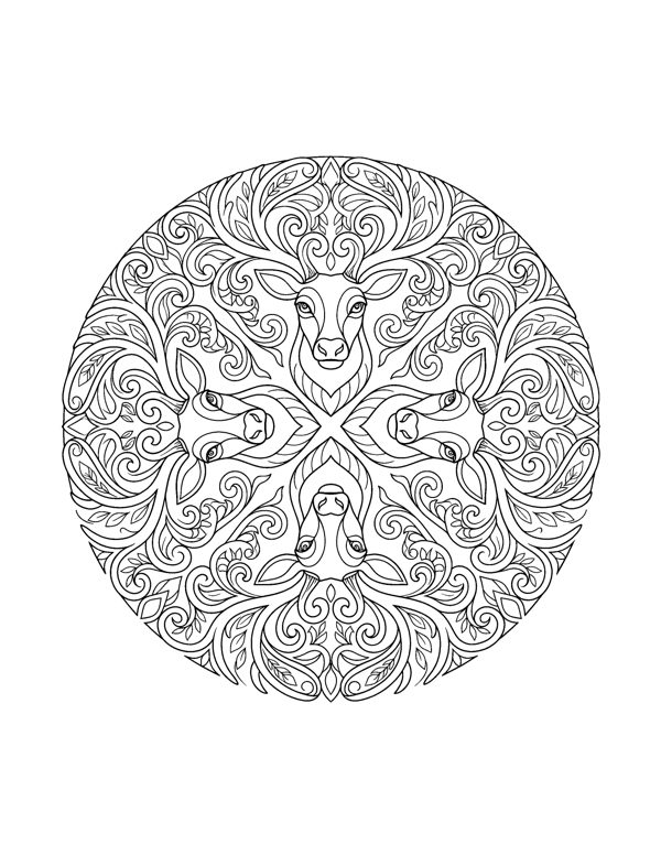 Christmas Mandala Coloring Pages for Adults page 9