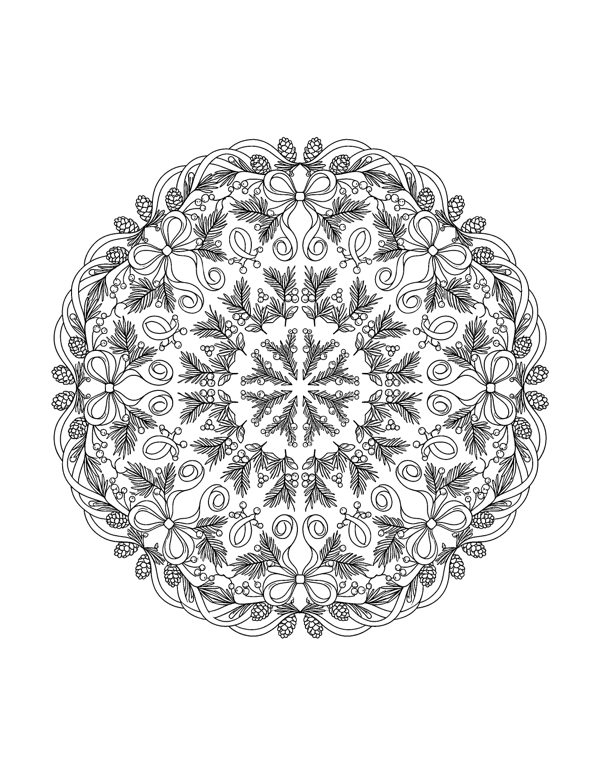 Christmas Mandala Coloring Pages for Adults page 10