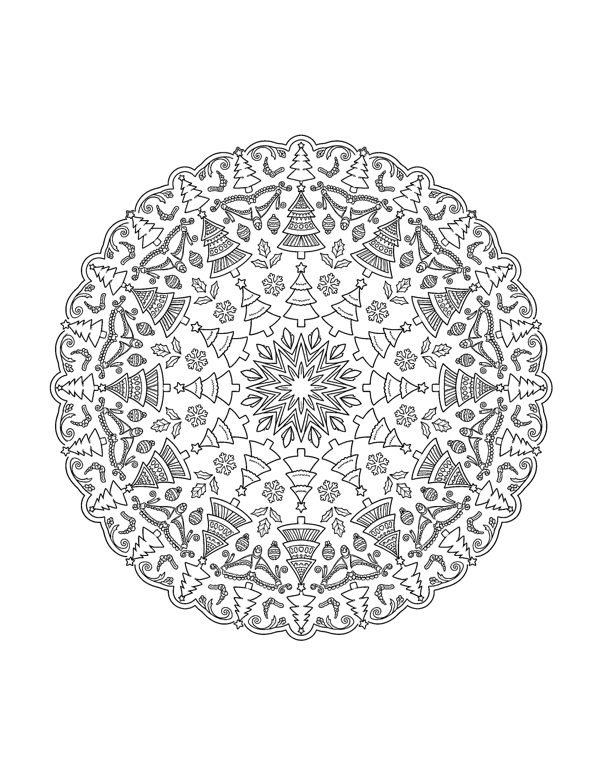 Christmas Mandala Coloring Pages for Adults page 11