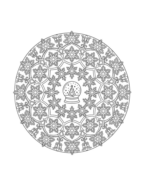 Christmas Mandala Coloring Pages for Adults page 16