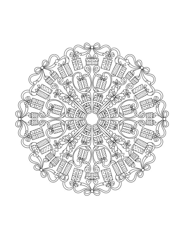 Christmas Mandala Coloring Pages for Adults page 17