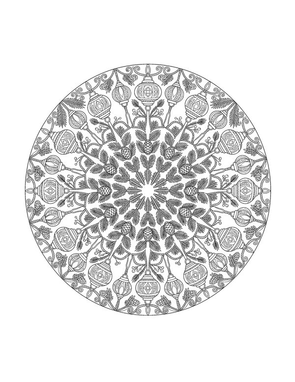 Christmas Mandala Coloring Pages for Adults page 19