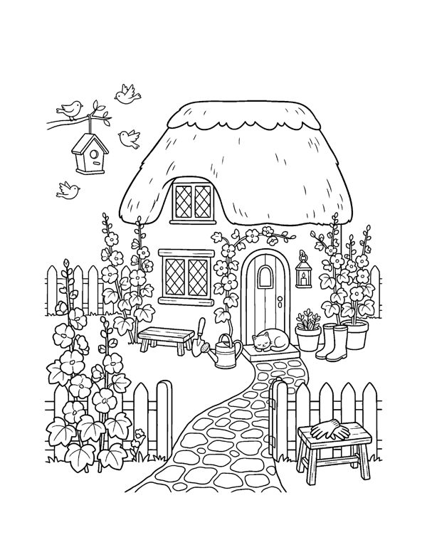 Cottagecore Coloring Pages for Adults & Teens