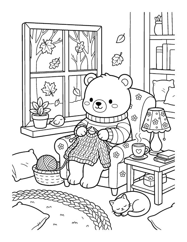 Cozy Autumn Coloring Pages for Adults & Teens page 4