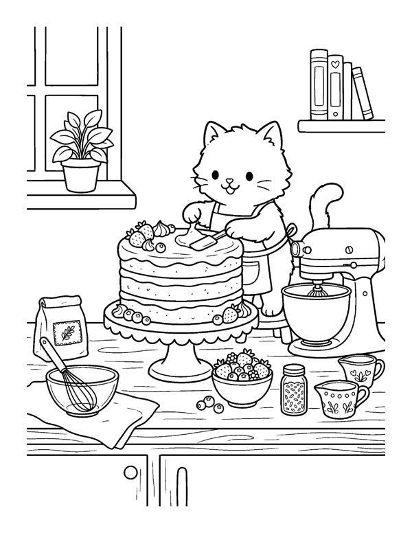 Cozy Bakery & Cafe Coloring Pages for Adults & Teens page 8