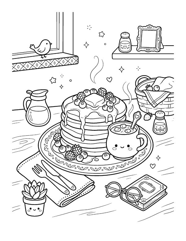 Cozy Bakery & Cafe Coloring Pages for Adults & Teens page 10