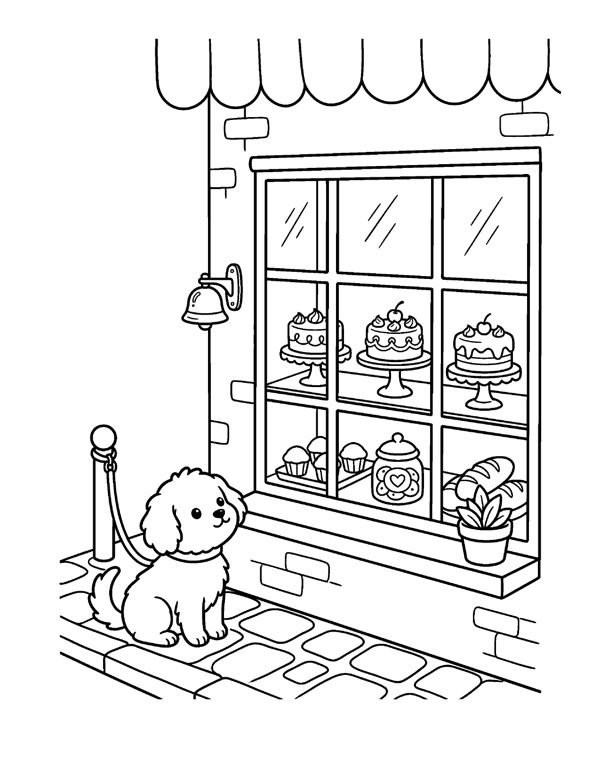 Cozy Bakery & Cafe Coloring Pages for Adults & Teens page 11