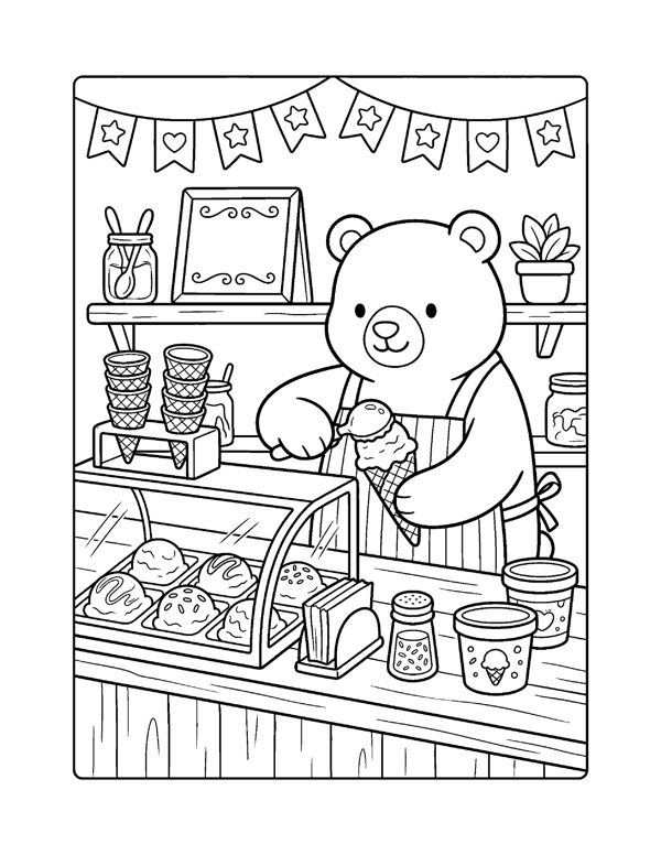 Cozy Bakery & Cafe Coloring Pages for Adults & Teens page 16