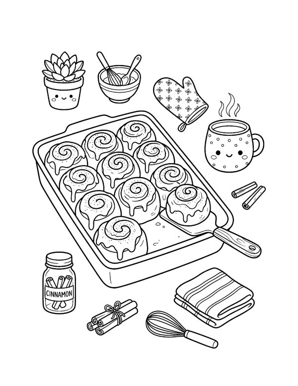 Cozy Bakery & Cafe Coloring Pages for Adults & Teens page 18