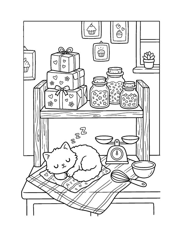 Cozy Bakery & Cafe Coloring Pages for Adults & Teens page 19