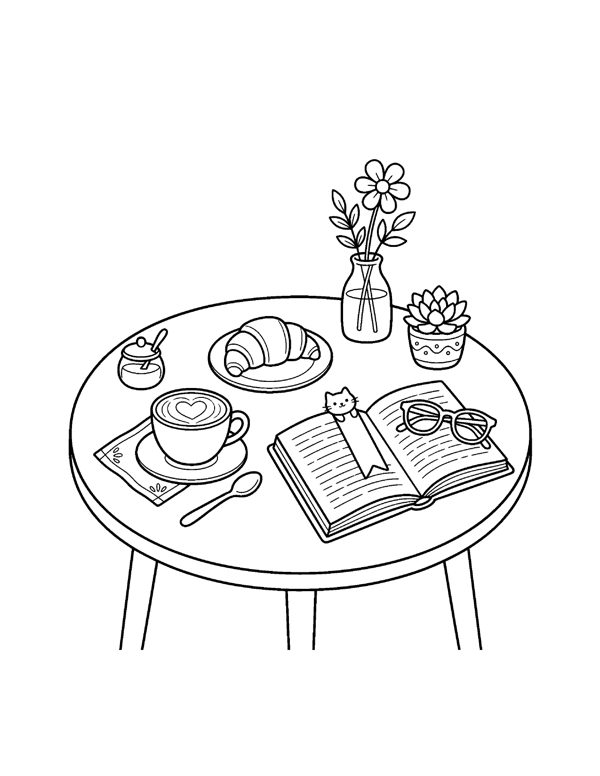 Cozy Bookshop & Reading Nook Coloring Pages for Adults & Teens page 6