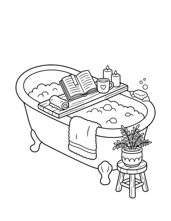 Cozy Bookshop & Reading Nook Coloring Pages for Adults & Teens page 11