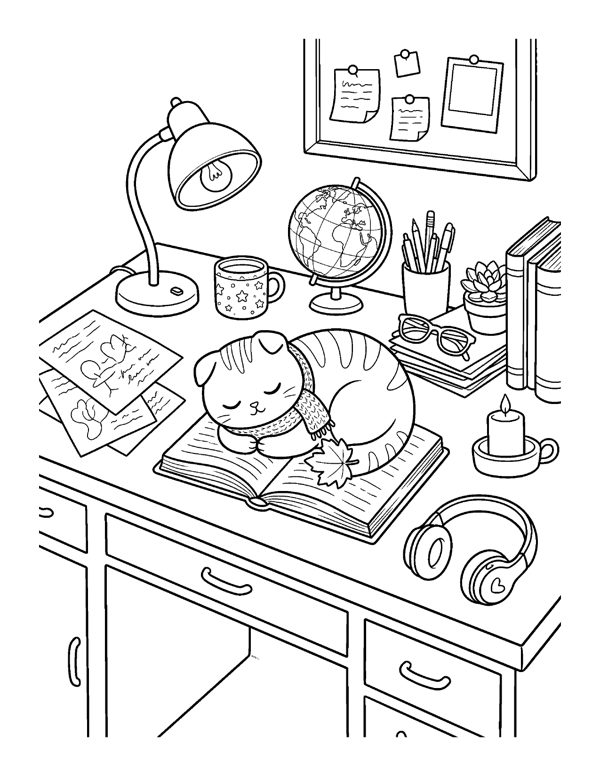 Cozy Bookshop & Reading Nook Coloring Pages for Adults & Teens page 12