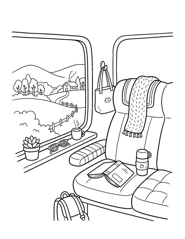 Cozy Bookshop & Reading Nook Coloring Pages for Adults & Teens page 13