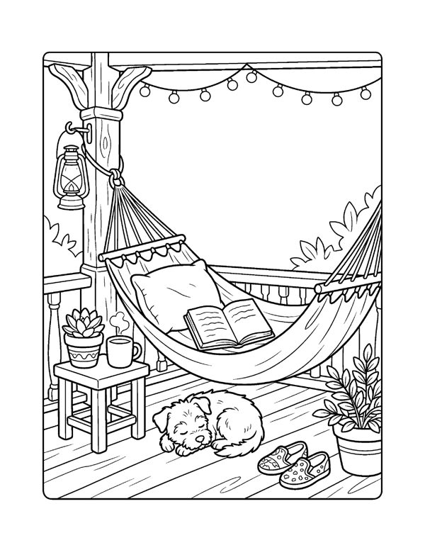 Cozy Bookshop & Reading Nook Coloring Pages for Adults & Teens page 18