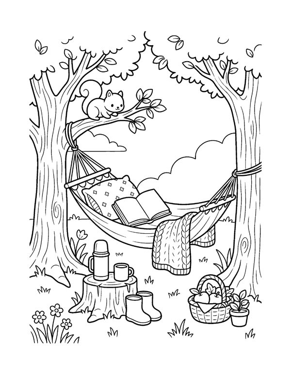 Cozy Camping & Cabin Coloring Pages for Adults & Teens page 5