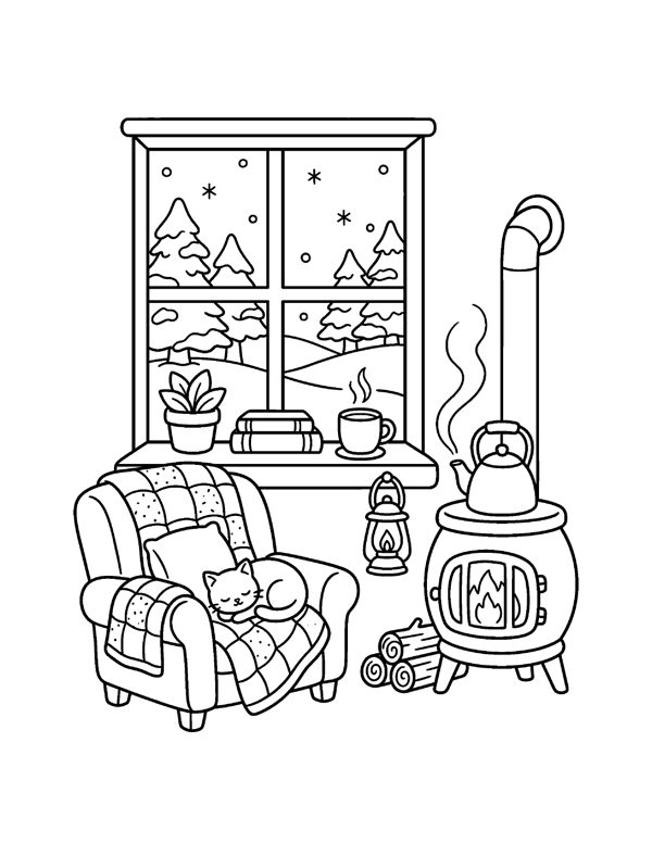Cozy Camping & Cabin Coloring Pages for Adults & Teens page 10
