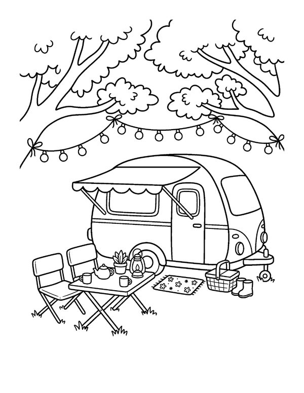 Cozy Camping & Cabin Coloring Pages for Adults & Teens page 12