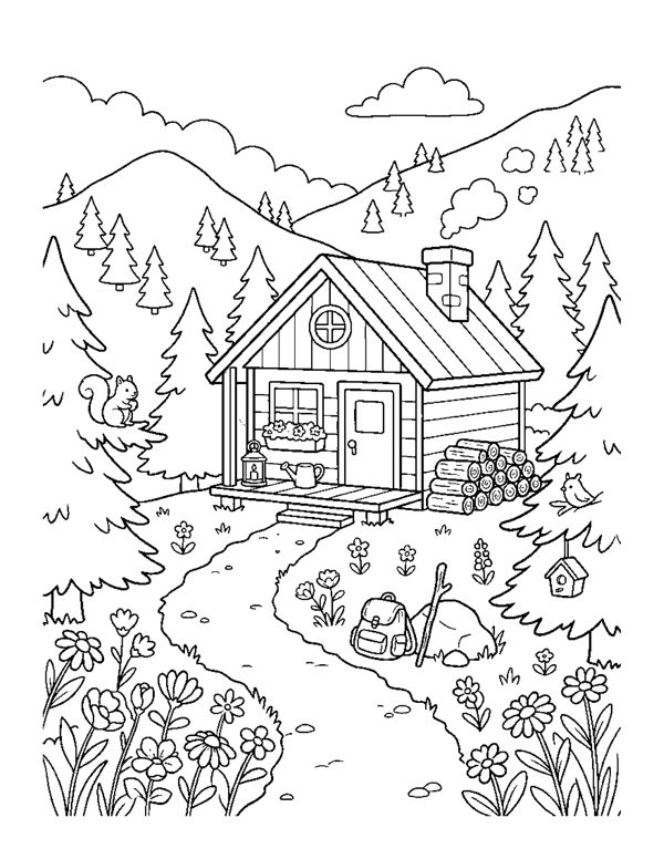 Cozy Camping & Cabin Coloring Pages for Adults & Teens page 17