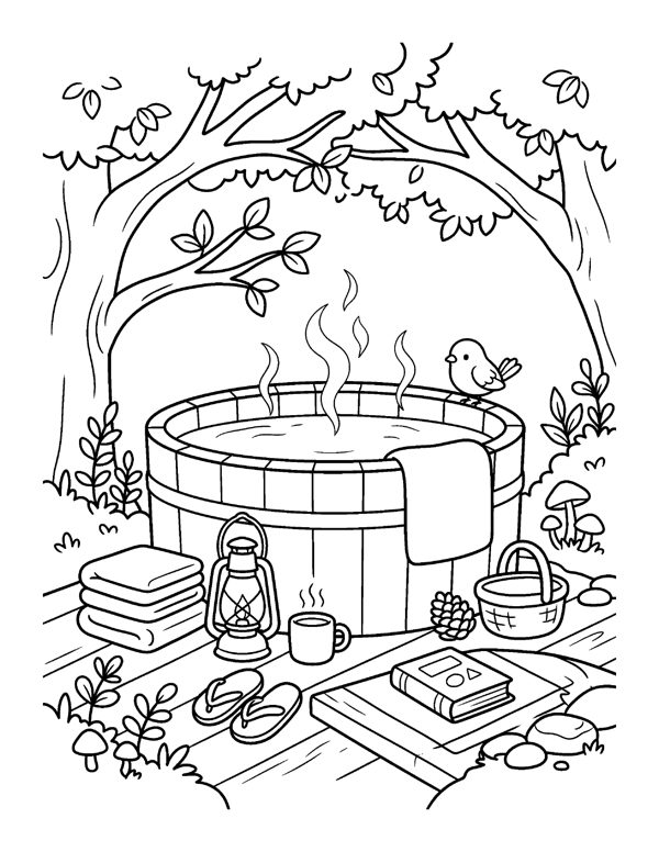 Cozy Camping & Cabin Coloring Pages for Adults & Teens page 18