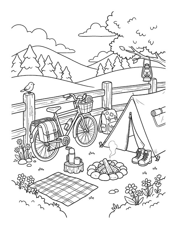 Cozy Camping & Cabin Coloring Pages for Adults & Teens page 19