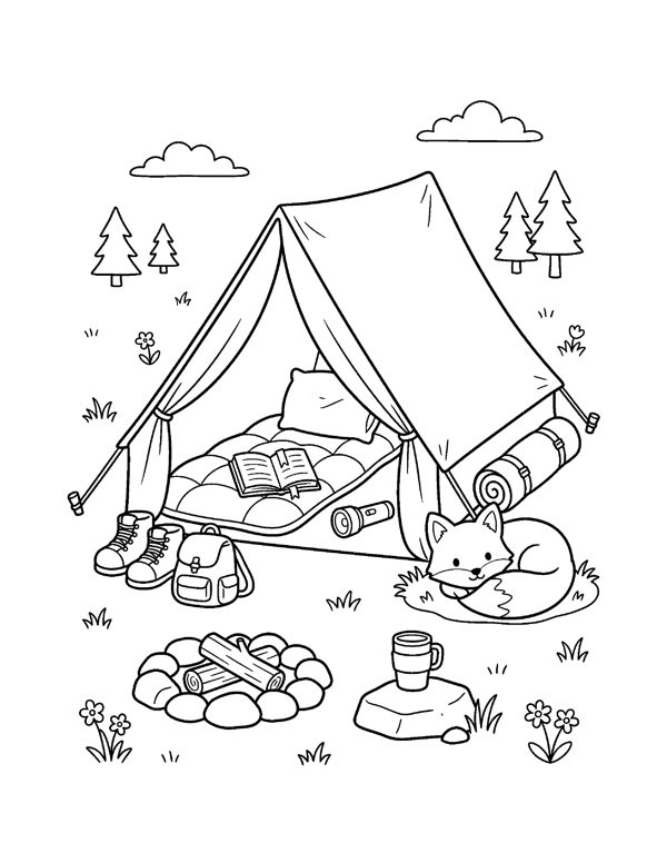 Cozy Camping & Cabin Coloring Pages for Adults & Teens page 20