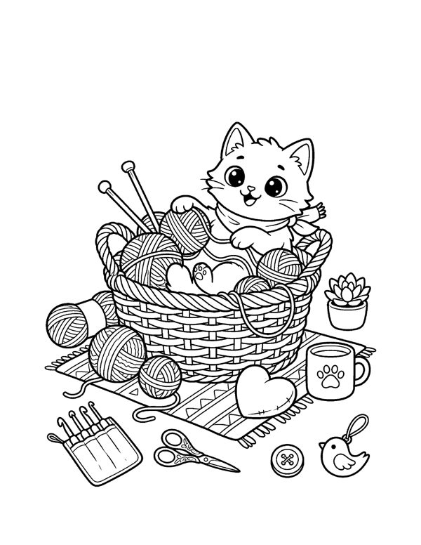 Cozy Cat & Dog Coloring Pages for Adults & Teens page 3