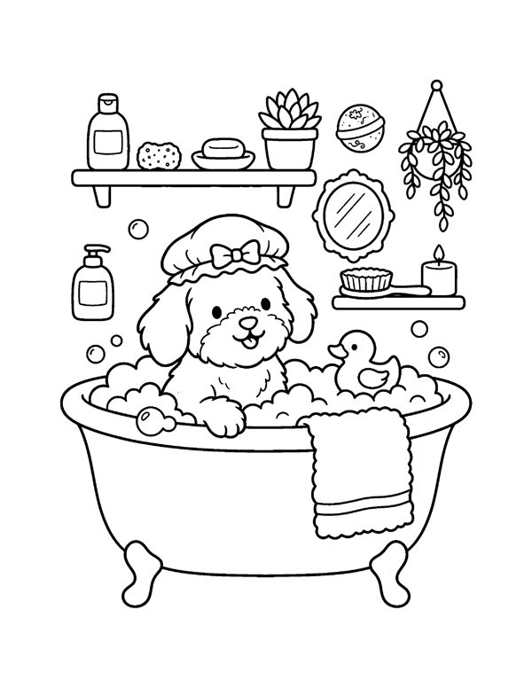 Cozy Cat & Dog Coloring Pages for Adults & Teens page 10