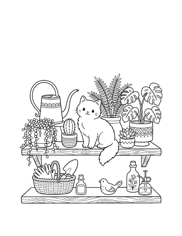 Cozy Cat & Dog Coloring Pages for Adults & Teens page 13