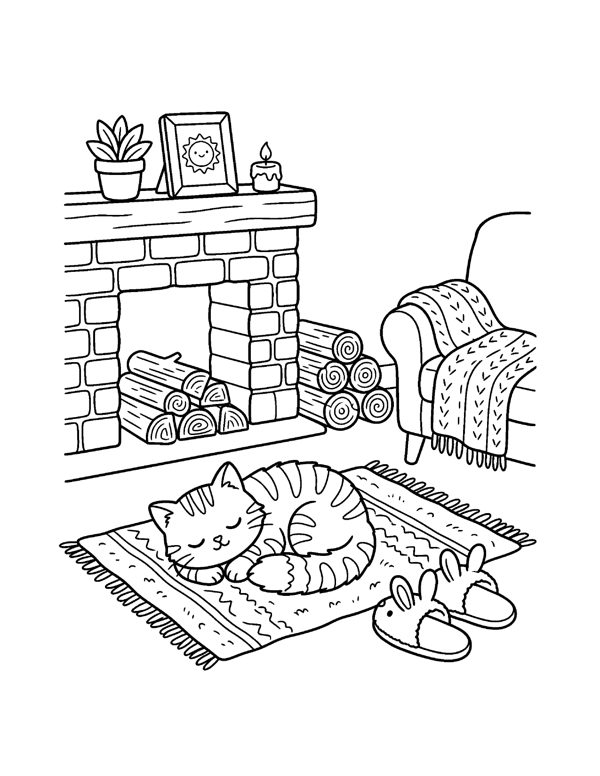 Cozy Cat & Dog Coloring Pages for Adults & Teens page 15