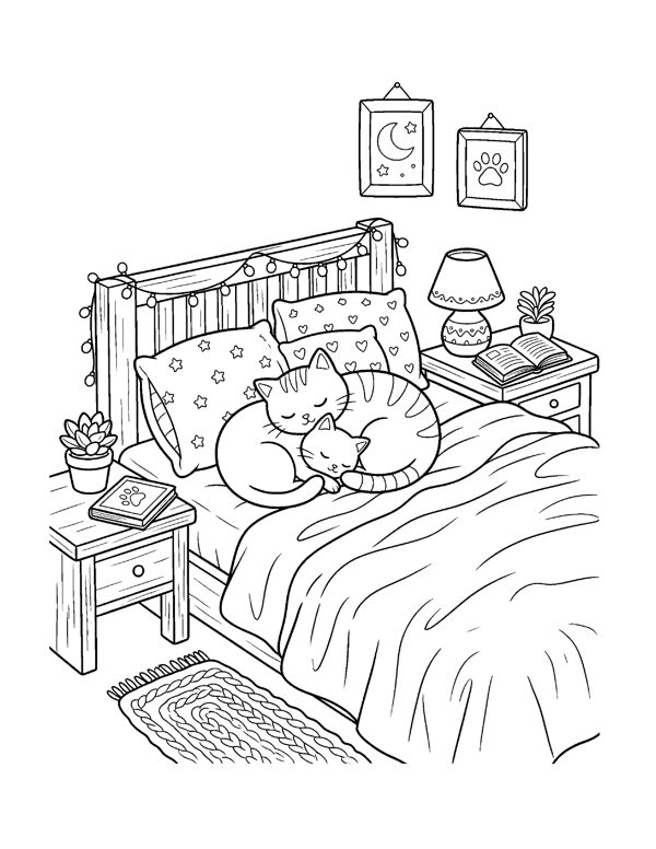 Cozy Cat & Dog Coloring Pages for Adults & Teens page 17