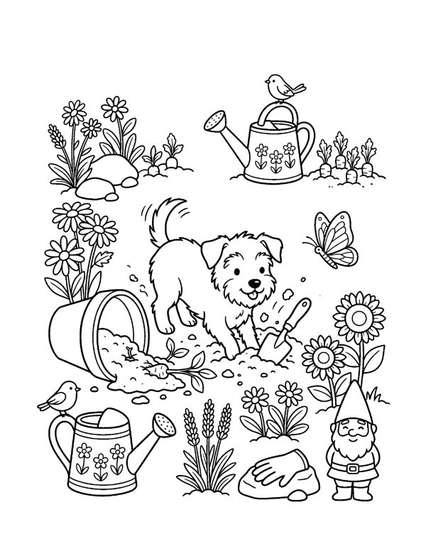 Cozy Cat & Dog Coloring Pages for Adults & Teens page 18