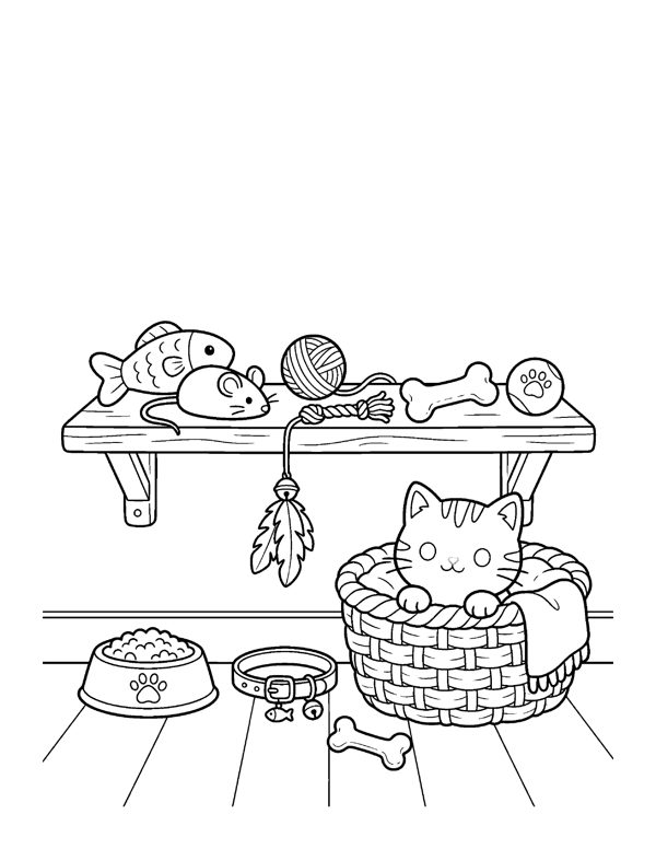 Cozy Cat & Dog Coloring Pages for Adults & Teens page 20