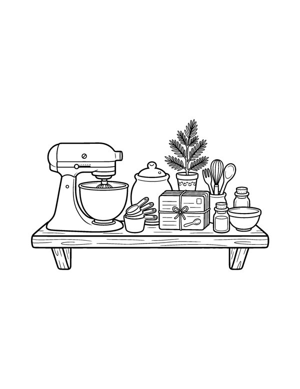 Cozy Christmas Baking Coloring Pages page 3