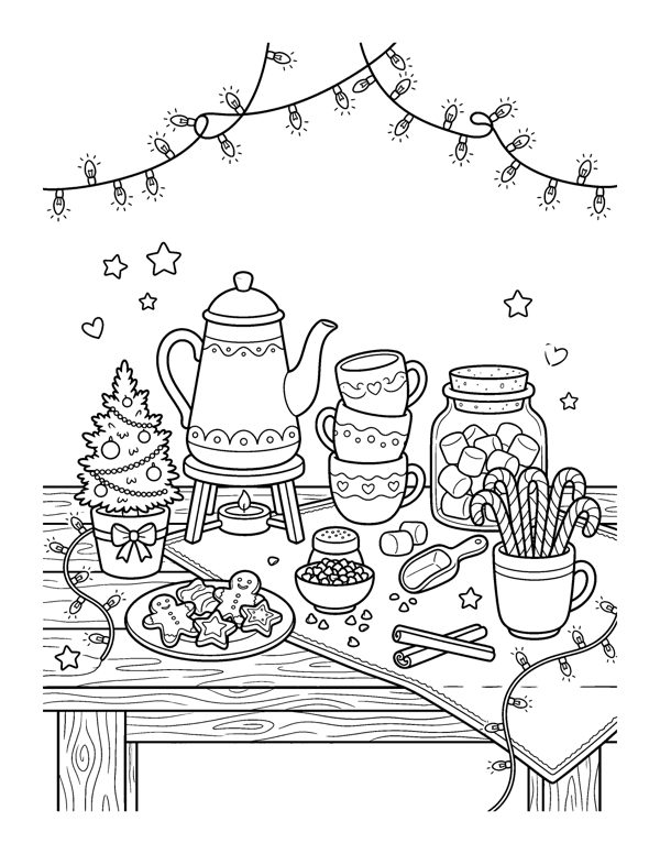 Cozy Christmas Baking Coloring Pages free sample